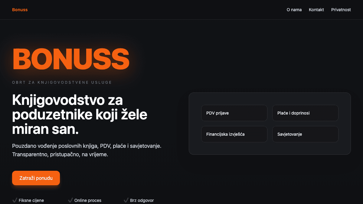 Knjigovodstvo Bonus website screenshot